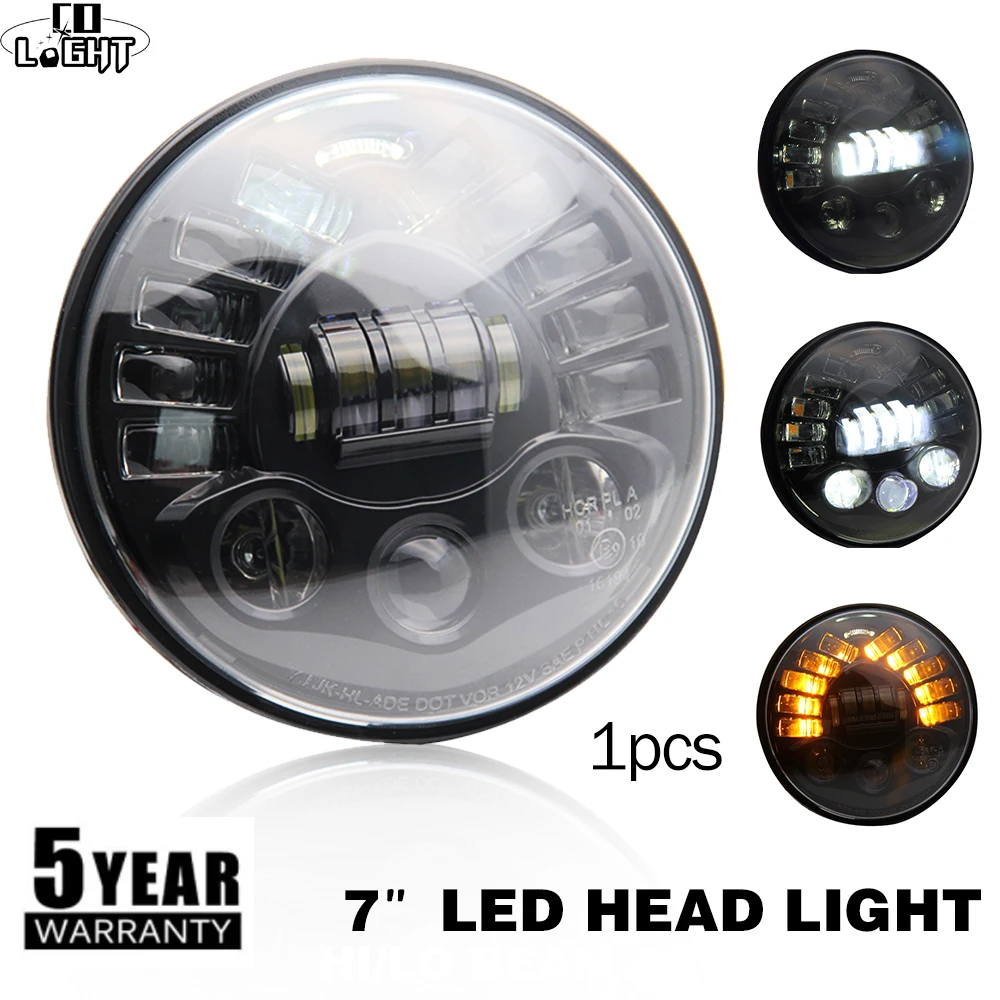 CO LIGHT 7 дюймов мотоциклетные фары 40 Вт 70 Hi-Lo луч H4 круглые Автомобильные для