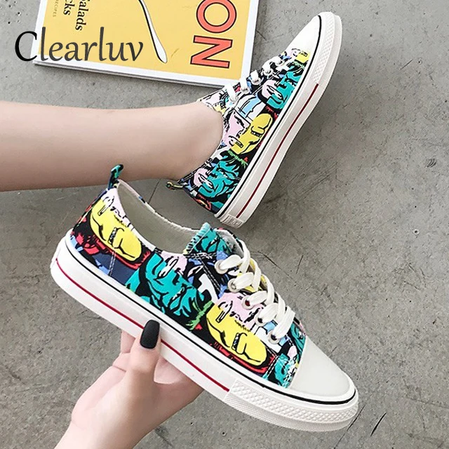 Women's flat canvas shoes new women's spring fashion graffiti sports shoes casual non-slip outdoor lace slipony women's shoes
Women's flat canvas shoes new women's spring fashion graffiti sports shoes casual non-slip outdoor lace slipony women's shoes