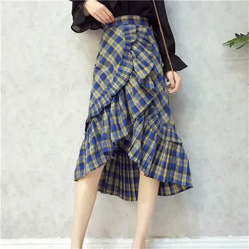 2018 Spring Summer New Women Korean Style Plaid Skirt Ruched Irregular Hem High Waist Skirt High Street Front Split Midi Skirt
2018 Spring Summer New Women Korean Style Plaid Skirt Ruched Irregular Hem High Waist Skirt High Street Front Split Midi Skirt