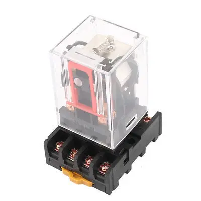 

DC 12V 10A Coil 8Pin DPDT 35mm DIN Rail Mount Electromagnetic Power Relay + Base