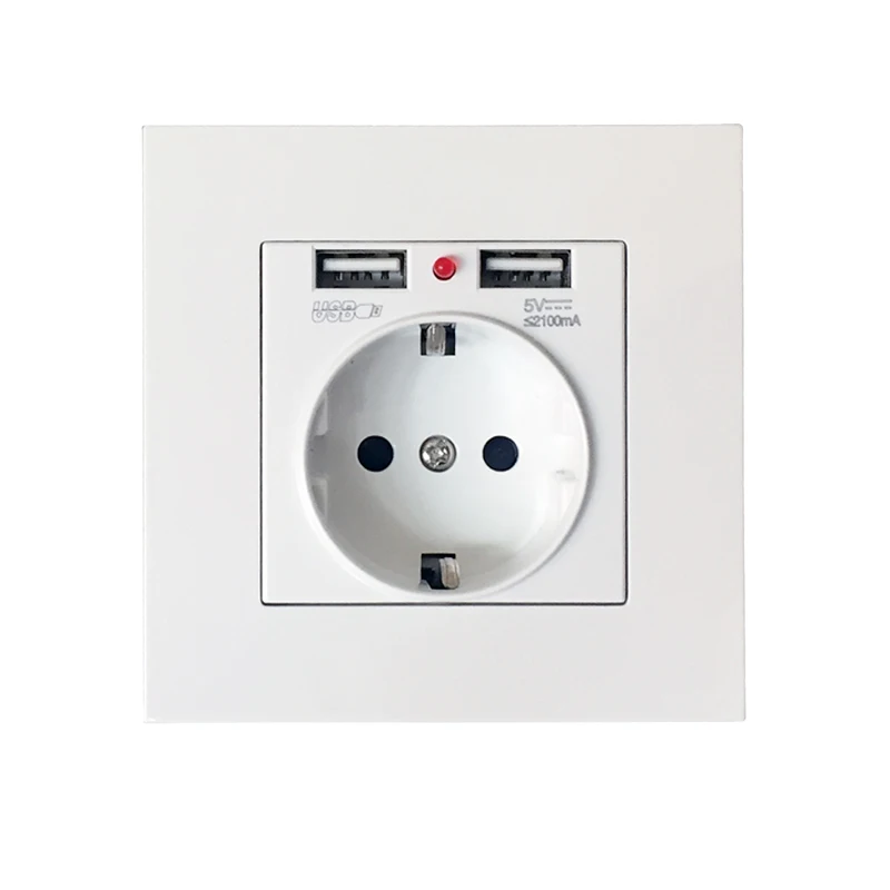 White Color DE Wall Power Socket With 2 USB Charge Ports European Standard Outlet 2100mA USB Face Panel For Smart Phone
White Color DE Wall Power Socket With 2 USB Charge Ports European Standard Outlet 2100mA USB Face Panel For Smart Phone