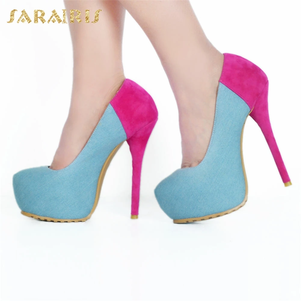 Sarairis Brand Design Sexy Wedding Big Size 35-47 Party Prom Women Shoes Denim High Heels Platform Shoes Woman Pumps Women 
Sarairis Brand Design Sexy Wedding Big Size 35-47 Party Prom Women Shoes Denim High Heels Platform Shoes Woman Pumps Women