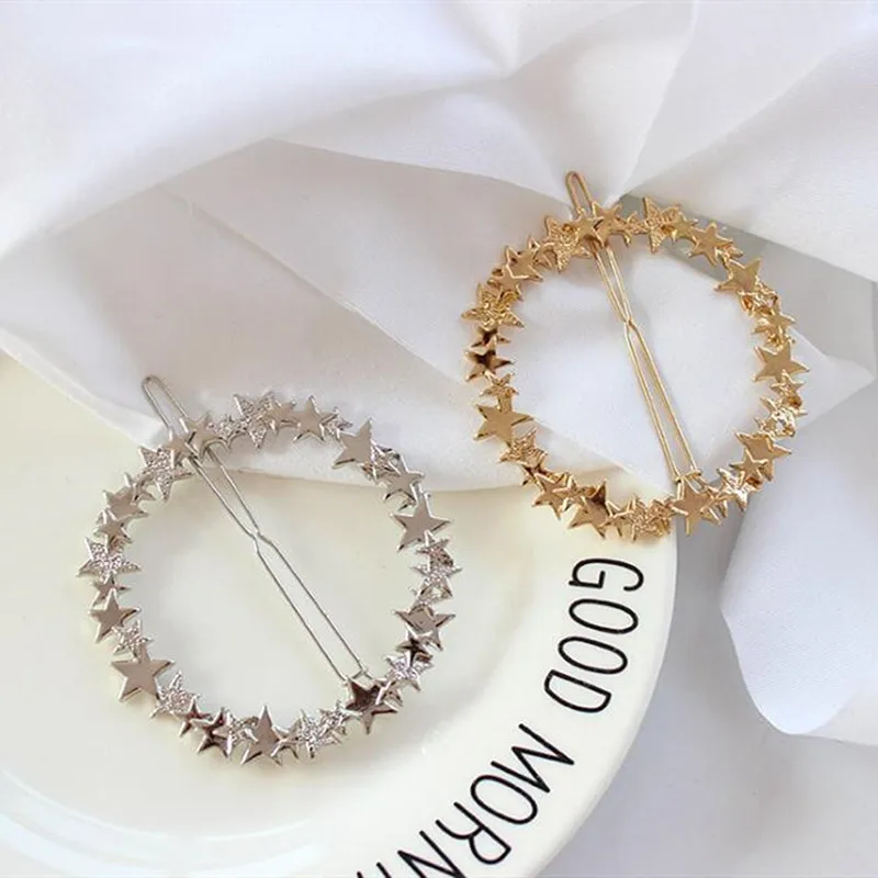 Timlee H035 Free Shipping New Fashion Simple Geometry Five-pointed Star Round Metal Barrettes Hair Clip Hair Accessory wholesale
Timlee H035 Free Shipping New Fashion Simple Geometry Five-pointed Star Round Metal Barrettes Hair Clip Hair Accessory wholesale