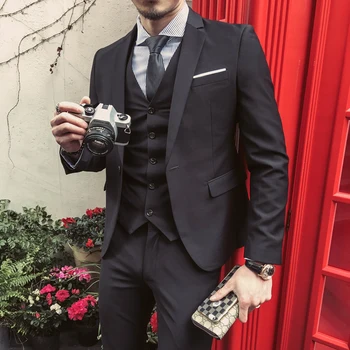 Spring and Autumn New Fashion Set Men's Three-Piece Slim Korean Casual Suit Business Groom Wedding Dress Men's Set.
Spring and Autumn New Fashion Set Men's Three-Piece Slim Korean Casual Suit Business Groom Wedding Dress Men's Set.