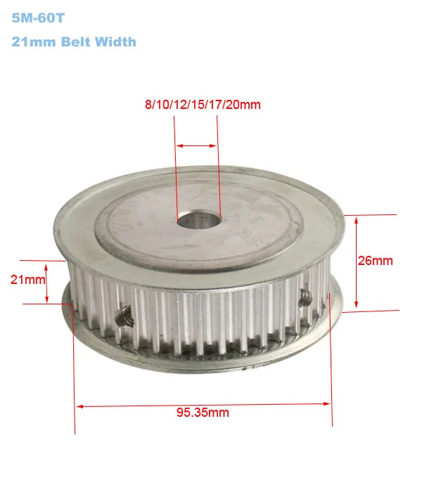 5M 12T Timing Pulley Without Step Synchronous Wheel For 20mm Width Belt Bore 8mm