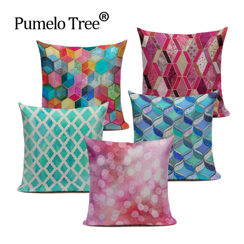 Colorful Geometric Cushion Cover Green Pink Diamond Bedroom Car Cotton Linen Home Decoraction Sofa Mordon Custom Pillow Case
Colorful Geometric Cushion Cover Green Pink Diamond Bedroom Car Cotton Linen Home Decoraction Sofa Mordon Custom Pillow Case