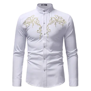 Embroidered stand collar men's shirt men's large size long sleeve casual embroidered base stand collar shirt Formal shirt
Embroidered stand collar men's shirt men's large size long sleeve casual embroidered base stand collar shirt Formal shirt