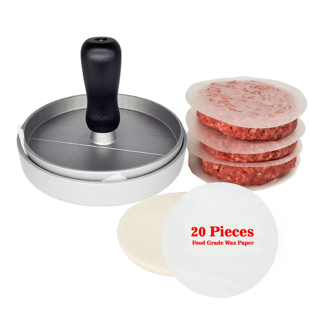 1 Set Round Shape Hamburger Press Aluminum 12 cm Hamburger Meat Beef Grill Burger Press Patty Maker Mold With 20 Pcs Wax Papers
1 Set Round Shape Hamburger Press Aluminum 12 cm Hamburger Meat Beef Grill Burger Press Patty Maker Mold With 20 Pcs Wax Papers