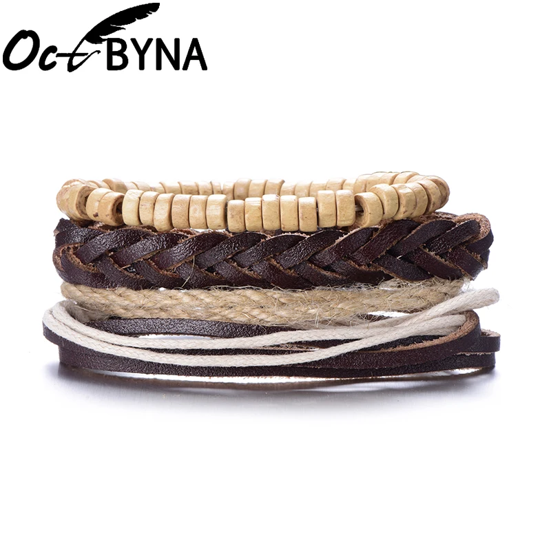 Octbyna Mix 4Pcs/ Set Punk Wooden Beads Leather Bracelets&Bangles Multilayer Braided Wristband Bracelet For Men Women Jewelry
Octbyna Mix 4Pcs/ Set Punk Wooden Beads Leather Bracelets&Bangles Multilayer Braided Wristband Bracelet For Men Women Jewelry