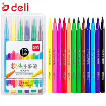 Deli 12/24 Color Marker Pen Set Soft Head Water Color Sketch Painting Brush Art Fine Color Artist Pens Drawing School Supplies
Deli 12/24 Color Marker Pen Set Soft Head Water Color Sketch Painting Brush Art Fine Color Artist Pens Drawing School Supplies