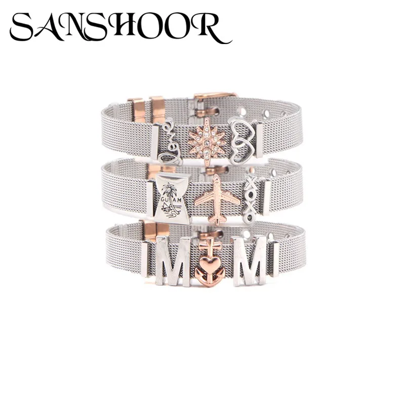SANSHOOR Silver Rose Gold Stainless Steel Bracelet Set with Various Crystal Heart DIY Slide Charms for Women Lovers as Best Gift
SANSHOOR Silver Rose Gold Stainless Steel Bracelet Set with Various Crystal Heart DIY Slide Charms for Women Lovers as Best Gift