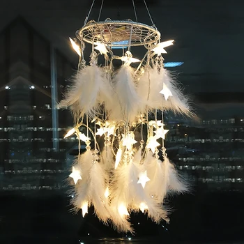 New Star Lantern Catcher Dream Net White Feather Lighting Pendant Creative Dream Mesh Wind Bell Decorative Wind Chimes Pendant
New Star Lantern Catcher Dream Net White Feather Lighting Pendant Creative Dream Mesh Wind Bell Decorative Wind Chimes Pendant