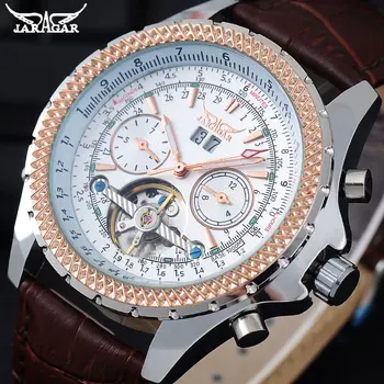 JARAGAR Men Mechanical Watches Men'S Automatic Tourbillon Leather Strap Watches Jaragar Brand Gold Auto Date Male Wristwatches
JARAGAR Men Mechanical Watches Men'S Automatic Tourbillon Leather Strap Watches Jaragar Brand Gold Auto Date Male Wristwatches