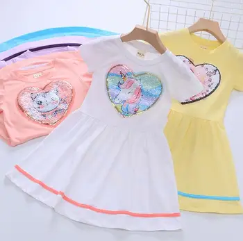 3-8T fashion Unicorn cute cat sequin change color Baby Girls pink white Dresses Summer cotton Dress For Girls
3-8T fashion Unicorn cute cat sequin change color Baby Girls pink white Dresses Summer cotton Dress For Girls