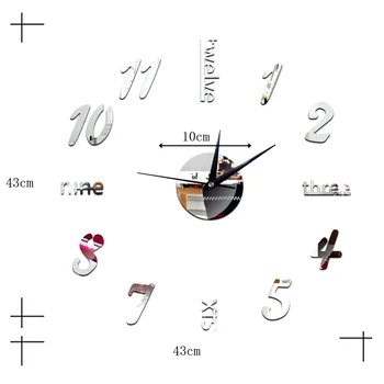 Creative wall clock Acrylic Mirror clock Decorative mirror Wall Sticker Living room letter digital wall clock free shipping
Creative wall clock Acrylic Mirror clock Decorative mirror Wall Sticker Living room letter digital wall clock free shipping