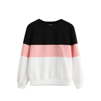 

Patchwork Striped Long Sleeves Sweatshirts Cut Sew Pullovers Women Tops Color Block Crew Neck Fall Casual Women Sweatshirts