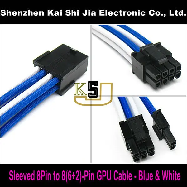 Premium Sleeved 8 Pin PCI-E to 6+2 Pin GPU Power Supply Extension Cable - Blue & White
Premium Sleeved 8 Pin PCI-E to 6+2 Pin GPU Power Supply Extension Cable - Blue & White
