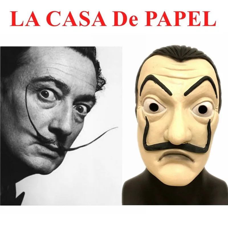 

Top Money Heist The House of Paper La Casa De Papel Mask for Men Women Salvador Dali Mask Halloween Carnival Christmas dali Mask