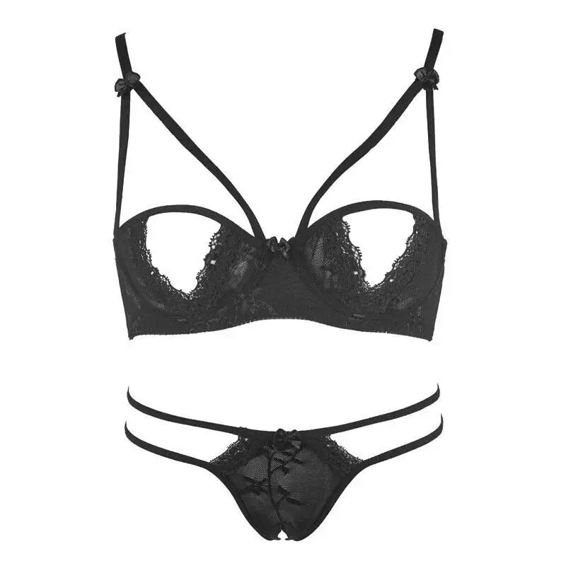 Black Sexy Lace Cupless Bra Open Crotch Panty Women Underwear Sexy Seducive Lingerie Set
Black Sexy Lace Cupless Bra Open Crotch Panty Women Underwear Sexy Seducive Lingerie Set