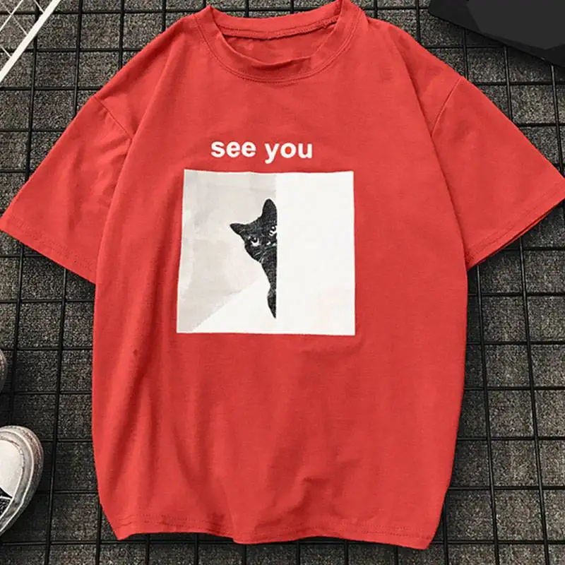 Mferlier 2018 New Cat Print Stylish T Shirt Women O Neck Short Sleeve Loose Casual Mori Girl Letter Print Tee
Mferlier 2018 New Cat Print Stylish T Shirt Women O Neck Short Sleeve Loose Casual Mori Girl Letter Print Tee