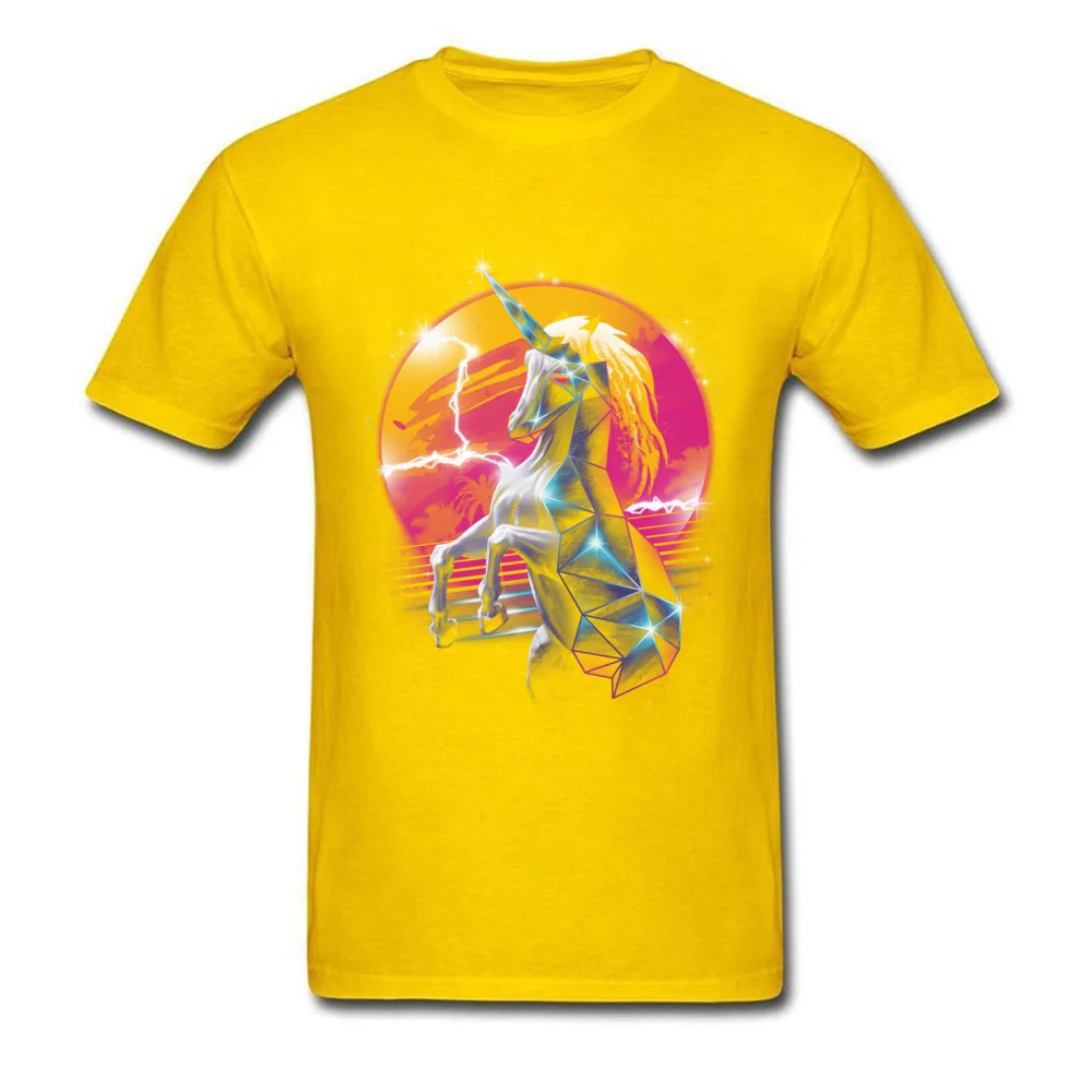 New Arrival Men's Tops & Tees Rad Unicorn Normal Tshirts 100% Cotton Fabric Short Sleeve Fitness Tight T-shirts Crewneck Rad Unicorn yellow