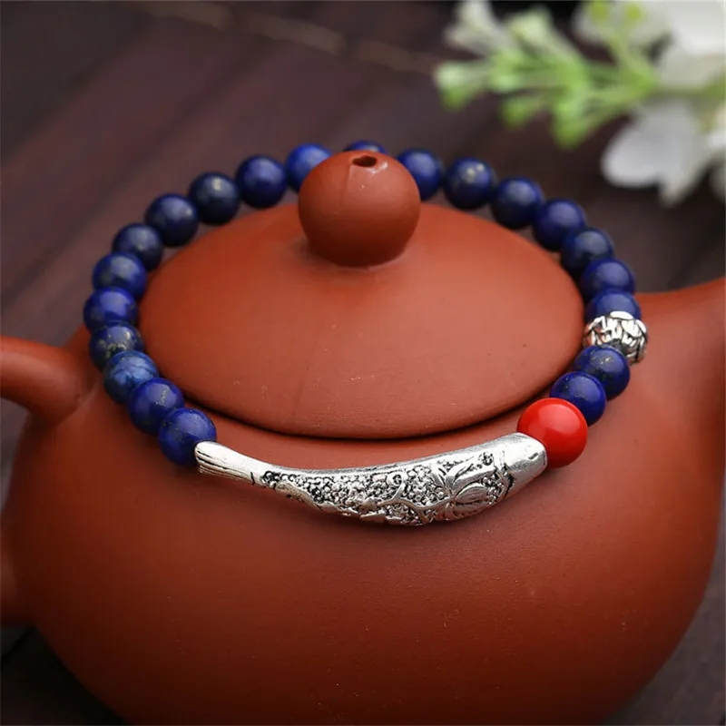 Unique Tibetan Silver Curved Floral-back Fish Bracelets High Quality Lapis Lazuli Stone Beads Red Cinnabar Original jewelry
Unique Tibetan Silver Curved Floral-back Fish Bracelets High Quality Lapis Lazuli Stone Beads Red Cinnabar Original jewelry