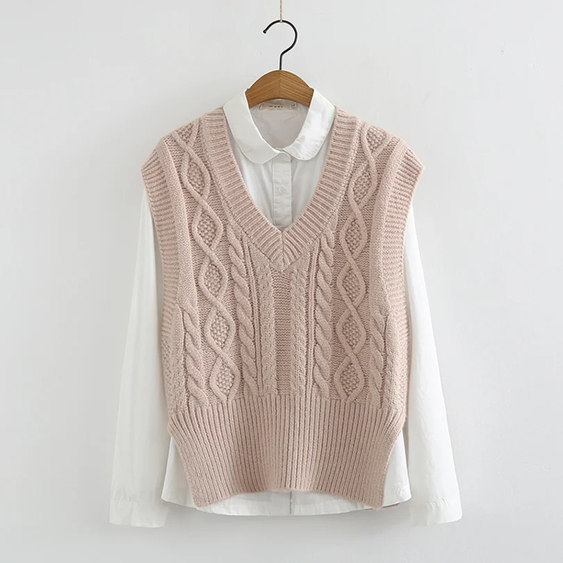 Taotrees Big V-Neck Women's Twist Knitted Vest Loose Femme Sweater Sleeveless Pullovers Woman Outwear Tops
Taotrees Big V-Neck Women's Twist Knitted Vest Loose Femme Sweater Sleeveless Pullovers Woman Outwear Tops
