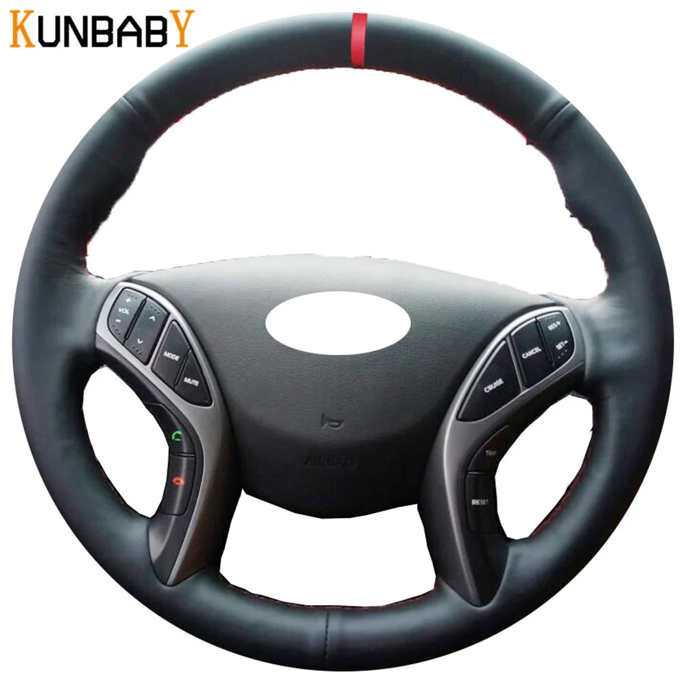KUNBABY Black Genuine Leather DIY Car Steering Wheel Cover Red Color Marker on Top for Hyundai Elantra 2011-2014 Avante I30 2013
KUNBABY Black Genuine Leather DIY Car Steering Wheel Cover Red Color Marker on Top for Hyundai Elantra 2011-2014 Avante I30 2013