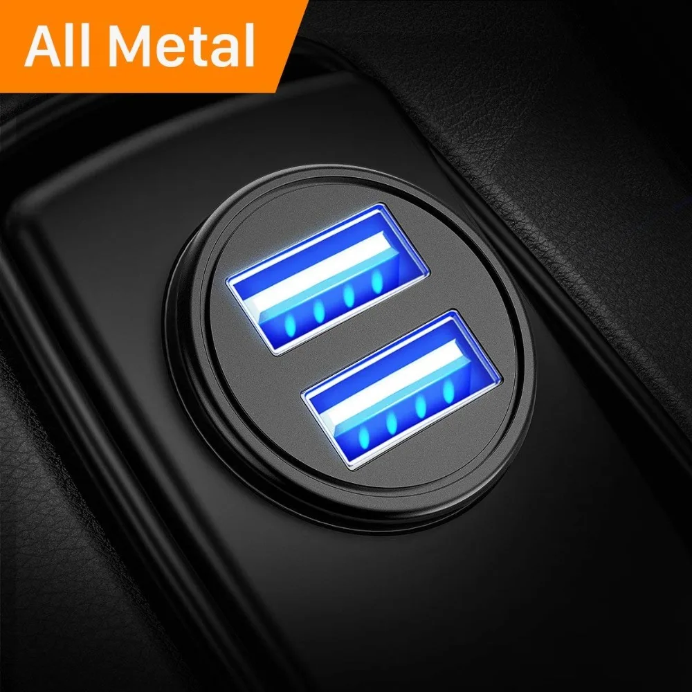 Car Charger, Ainope 4.8A Aluminum Alloy Car Charger Adapter Dual USB Port Fast Car Charging Mini Flush Fit Compatible Phone x/8
Car Charger, Ainope 4.8A Aluminum Alloy Car Charger Adapter Dual USB Port Fast Car Charging Mini Flush Fit Compatible Phone x/8