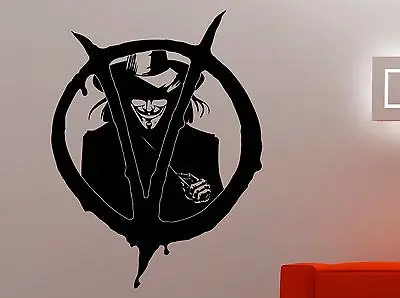V for Vendetta Wall Decal Anonymous Vinyl Sticker Movie Art Bedroom Decor Home Decoration Removable Mural Wallpaper E566
V for Vendetta Wall Decal Anonymous Vinyl Sticker Movie Art Bedroom Decor Home Decoration Removable Mural Wallpaper E566