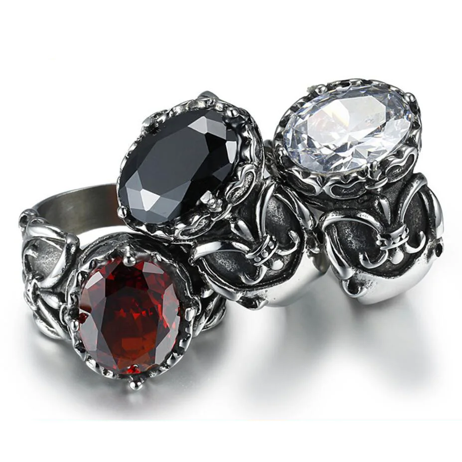 Punk Ring for Men Vintage Stainless Steel Rings Red Crystal Stone Personality Jewelry High Quality for Party
Punk Ring for Men Vintage Stainless Steel Rings Red Crystal Stone Personality Jewelry High Quality for Party