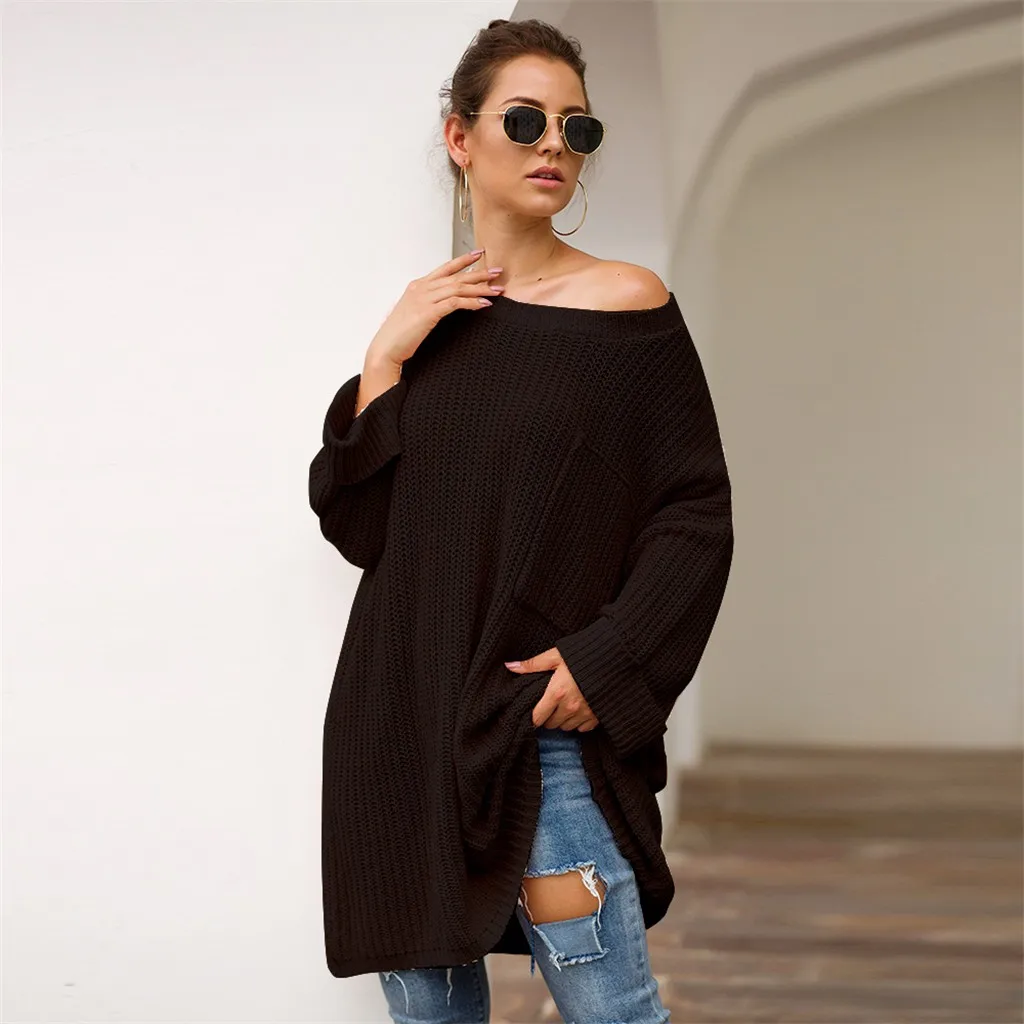 Patchwork and Floral Printed Design Fashion Women Knit Solid Pullover Long Sleeve O-Neck Pocket Sweater Blouse LS*D | Женская одежда