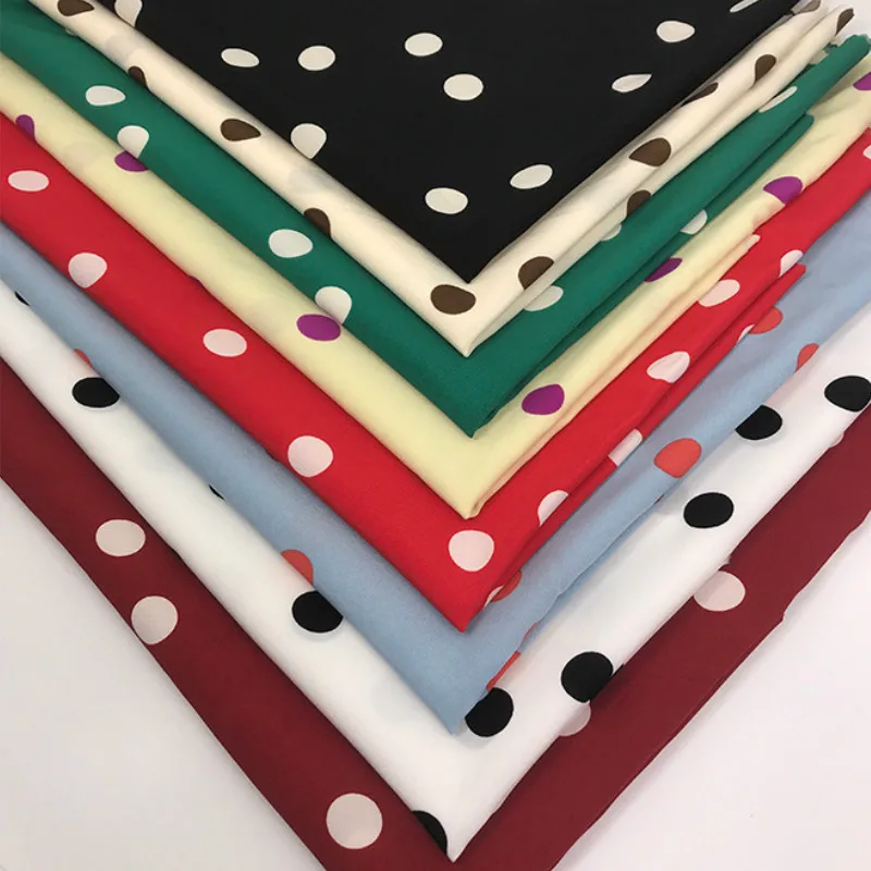 1.8cm Dot Printed Fabric Stretch Chiffon Fabric Summer Dress Shirt Apparel Textile Fabric DIY Sewing Woven Plain Weave Material
1.8cm Dot Printed Fabric Stretch Chiffon Fabric Summer Dress Shirt Apparel Textile Fabric DIY Sewing Woven Plain Weave Material