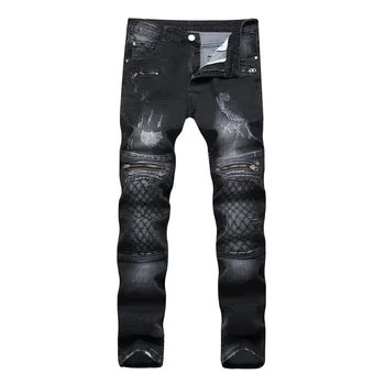 2019 men's casual fashion jeans black hip-hop Street zipper pocket grid straight motorcycle broken pants pants
2019 men's casual fashion jeans black hip-hop Street zipper pocket grid straight motorcycle broken pants pants