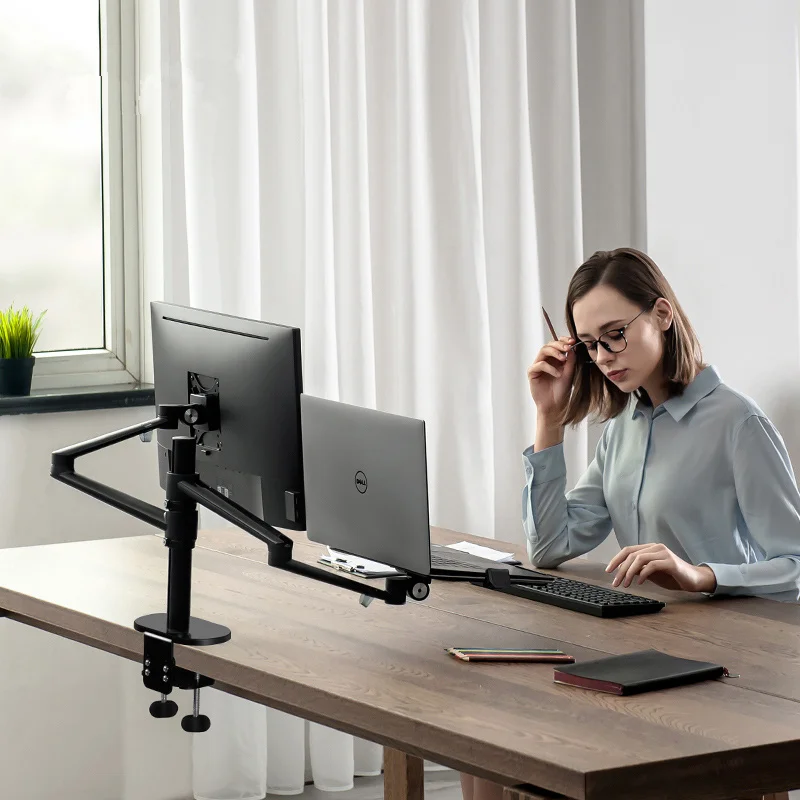 Monitor and Laptop Mount, 2-in-1 Adjustable Monitor Holder Aluminum Laptop Stand for 12 to 17 inch Notebook Monitor within 32''
Monitor and Laptop Mount, 2-in-1 Adjustable Monitor Holder Aluminum Laptop Stand for 12 to 17 inch Notebook Monitor within 32''