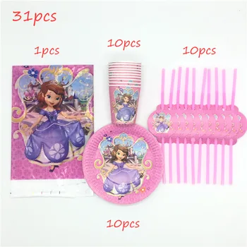 31pcs Princess Sofia Theme Birthday Party Supplies Decorations Tablecloth Flag Disposable Tableware Cups Plates Straws Gift Bags
31pcs Princess Sofia Theme Birthday Party Supplies Decorations Tablecloth Flag Disposable Tableware Cups Plates Straws Gift Bags