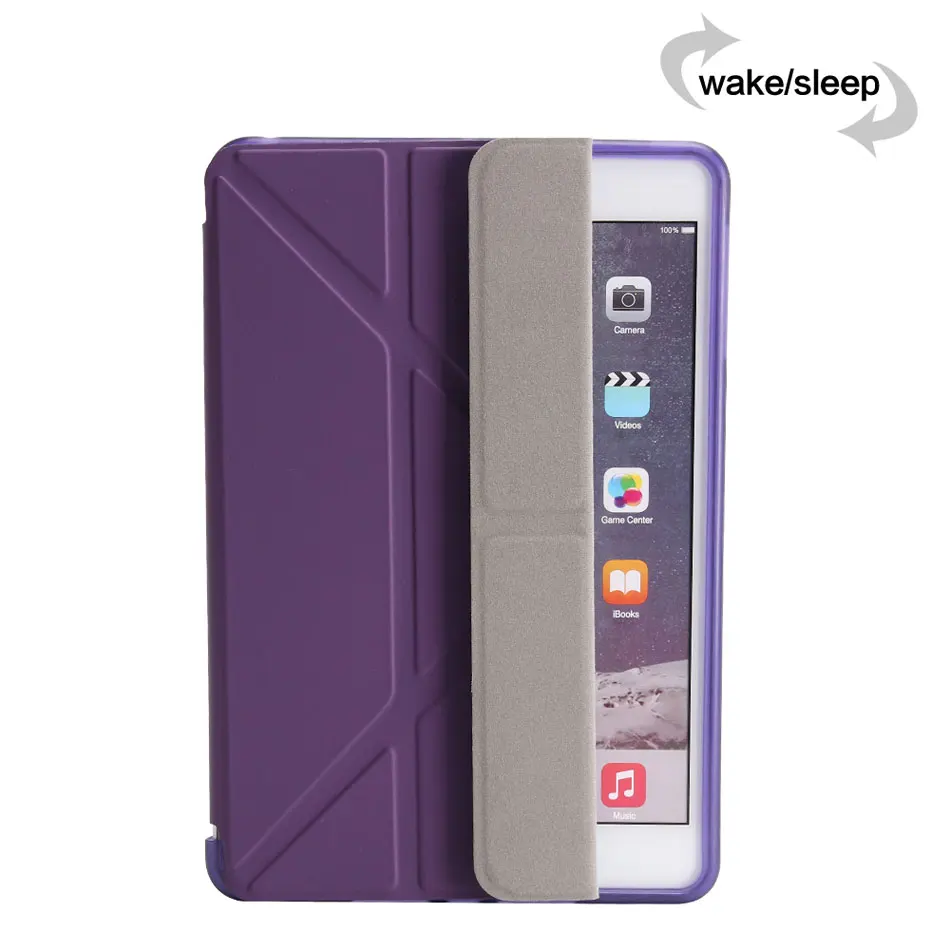 Soft TPU Tablets Case For iPad Mini 123 7.9 Multi-folded Smart TPU+PU Tablet Case Protective Cover For iPad Mini Case 7.9 Case-7