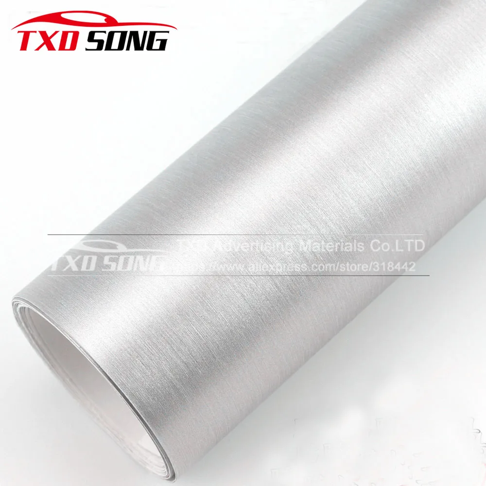 4/"x60/" Silver Brushed Aluminum Vinyl Wrap Film Roll Sheet Sticker Bubble Free