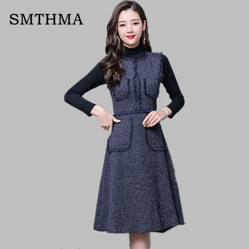 2019 New arrival spring Black Turtleneck top +Sleeveless V-neck Runway Style Tweed Tank Dress Women tassel Dress Vestidos
2019 New arrival spring Black Turtleneck top +Sleeveless V-neck Runway Style Tweed Tank Dress Women tassel Dress Vestidos