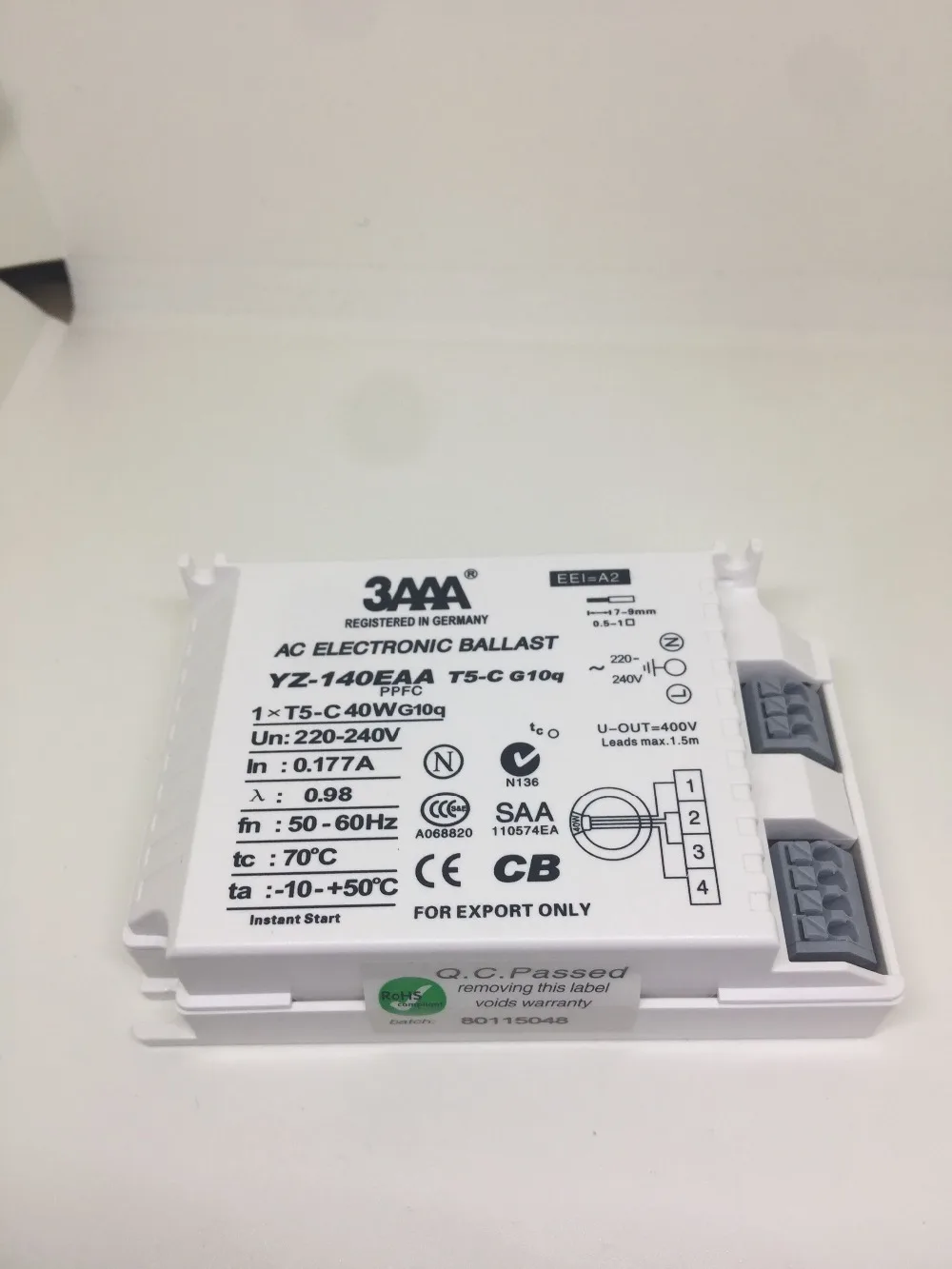 YZ140EAA-T5-C 40W 220-240V AC Fluorescent Lamp Electronic Ballast For T5 Ring Lamp Standard Reator
YZ140EAA-T5-C 40W 220-240V AC Fluorescent Lamp Electronic Ballast For T5 Ring Lamp Standard Reator