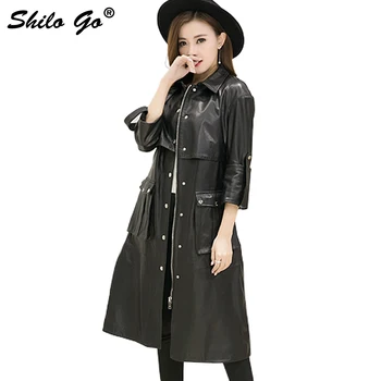 SHILO GO Fashion Street Women Luxury Black Lapel Belt Belt Side Pocket Single Breasted Sheepskin Genuine Leather Loose Long coat
SHILO GO Fashion Street Women Luxury Black Lapel Belt Belt Side Pocket Single Breasted Sheepskin Genuine Leather Loose Long coat