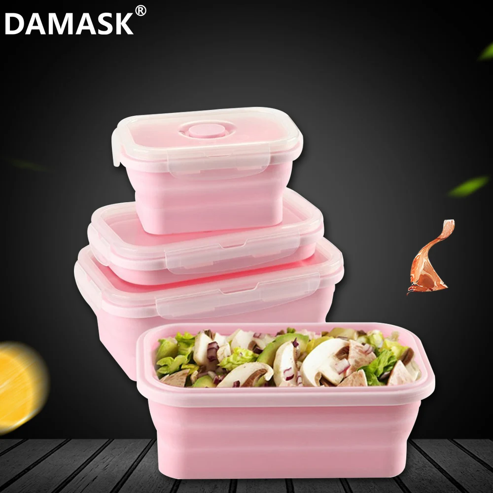 Damask Collapsible Silicone Food Storage Container Set Of 4 Rectangle Lunch Box Portable Folding Bento Box BPA Free Microwavable
Damask Collapsible Silicone Food Storage Container Set Of 4 Rectangle Lunch Box Portable Folding Bento Box BPA Free Microwavable