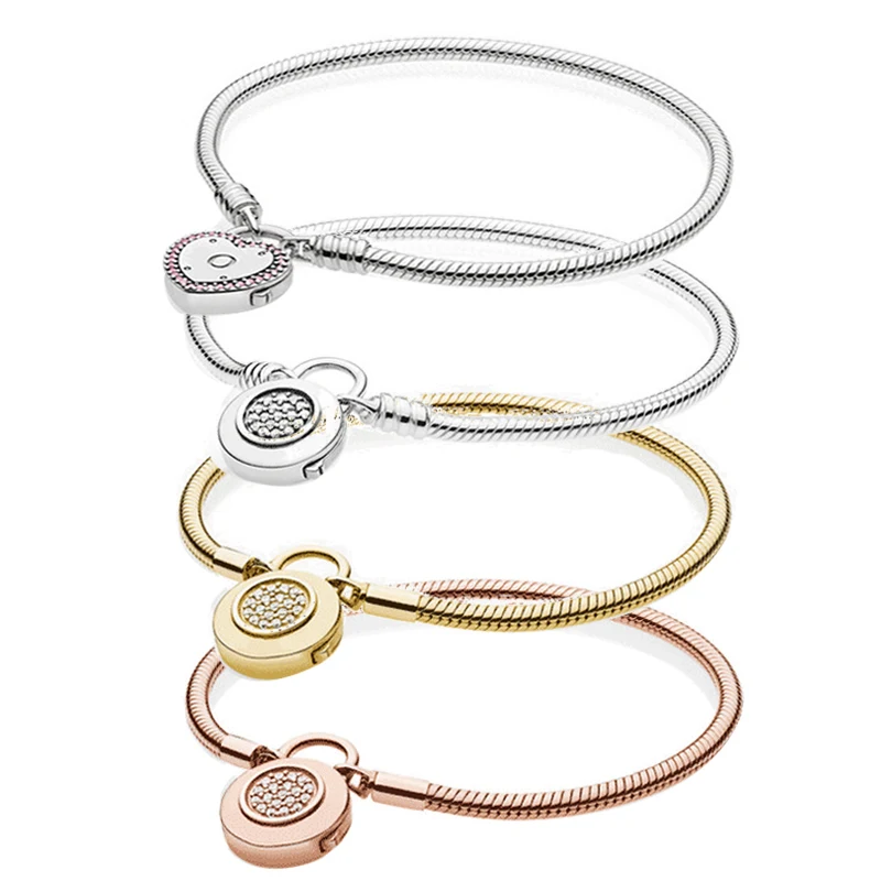 100% 925 Sterling Silver Bracelet Smooth Bracelet with Signature Padlock Valentine's Day Vows Heart Lock Bracelet For Women
100% 925 Sterling Silver Bracelet Smooth Bracelet with Signature Padlock Valentine's Day Vows Heart Lock Bracelet For Women