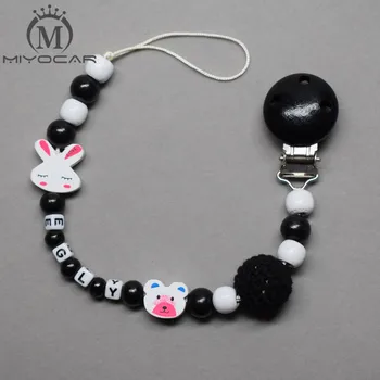 MIYOCAR Personalised Any name little bear black white wooden beads dummy clip holder pacifier clip soother chain teether clip
MIYOCAR Personalised Any name little bear black white wooden beads dummy clip holder pacifier clip soother chain teether clip