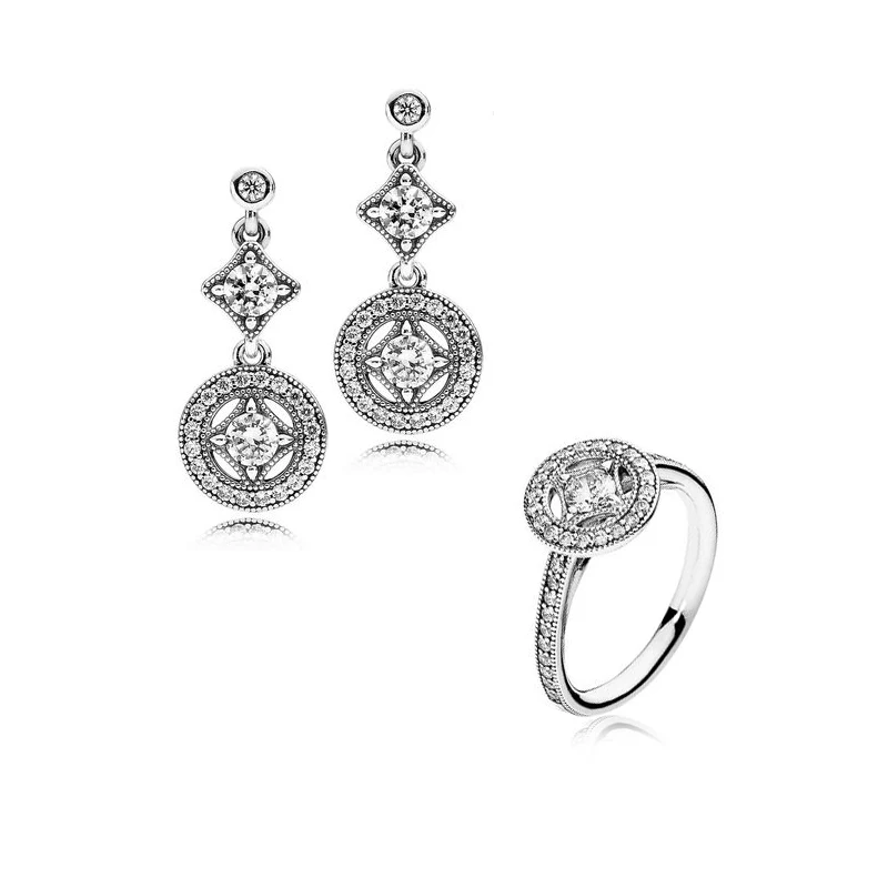 Ring Earrings 100% 925 Sterling Silver Clear Cz Vintage Allure Jewelry Set for Women Gift free shipping PFS242
Ring Earrings 100% 925 Sterling Silver Clear Cz Vintage Allure Jewelry Set for Women Gift free shipping PFS242