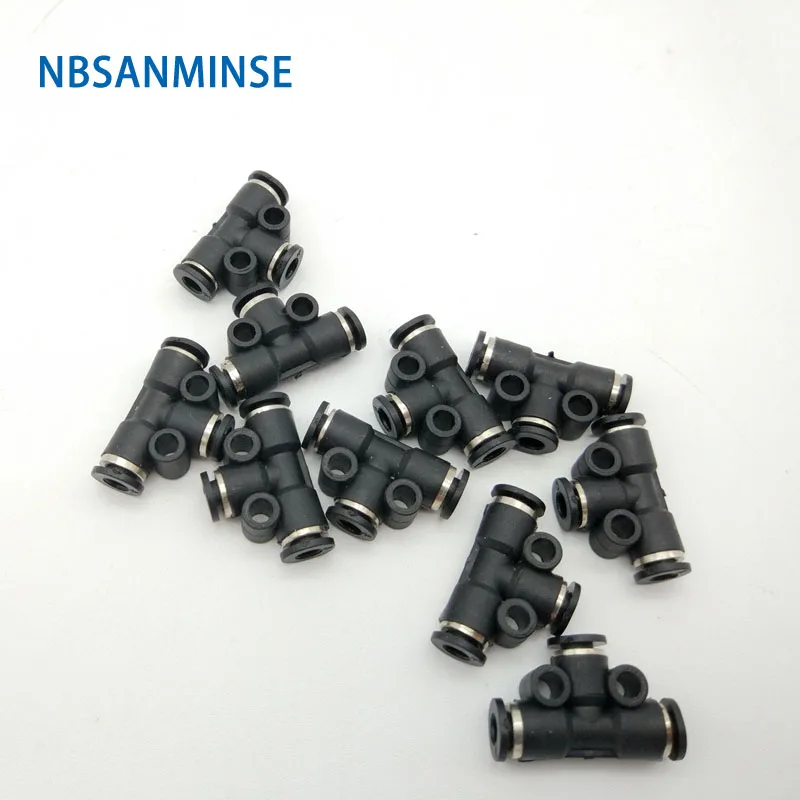 

NBSANMINSE PE 03C 04C 06C Mini Fitting Union Tee One Touch Fitting Plastic Pneumatic Air Fittings 10Pcs/lot