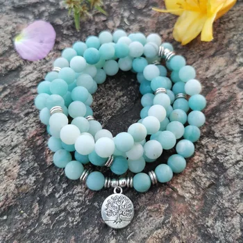 AAA Frosted Amazonite Natural Stone 108 Mala Beads Bracelet & Necklace OM Lotus Buddha Charm Meditation Yoga Bracelet
AAA Frosted Amazonite Natural Stone 108 Mala Beads Bracelet & Necklace OM Lotus Buddha Charm Meditation Yoga Bracelet