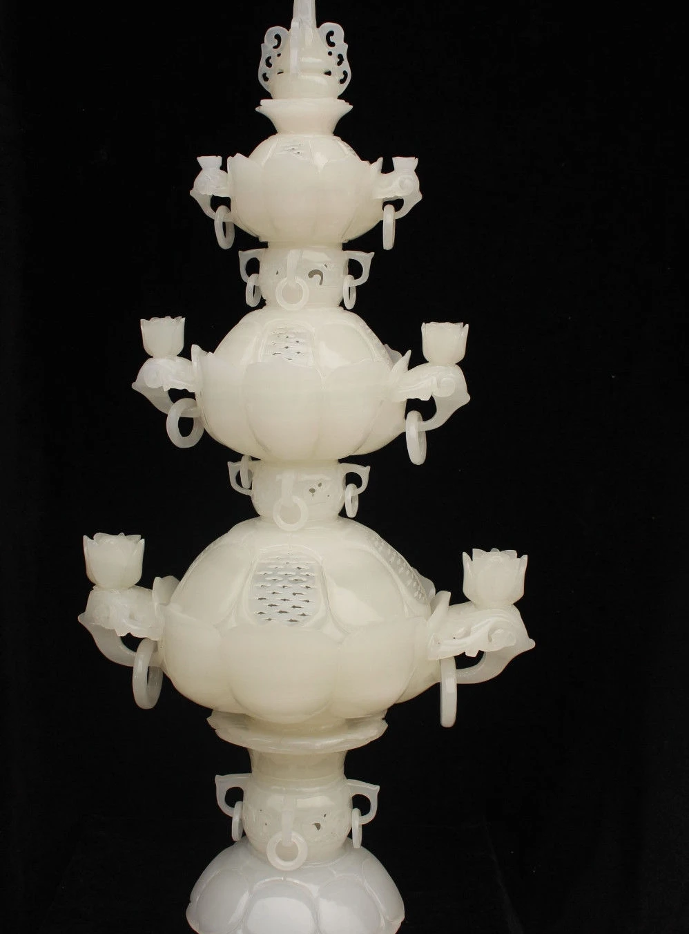 30"Huge Chinese Natural White Jade 4 Layers Flower Circle Incense Burner Censer
30"Huge Chinese Natural White Jade 4 Layers Flower Circle Incense Burner Censer