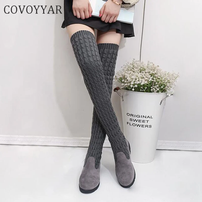 COVOYYAR 2019 Winter Fashion Women Boots Braided Over The Knee High Boots Woman Shoes Low Wedge Knitted Thigh High Boots WBS539
COVOYYAR 2019 Winter Fashion Women Boots Braided Over The Knee High Boots Woman Shoes Low Wedge Knitted Thigh High Boots WBS539