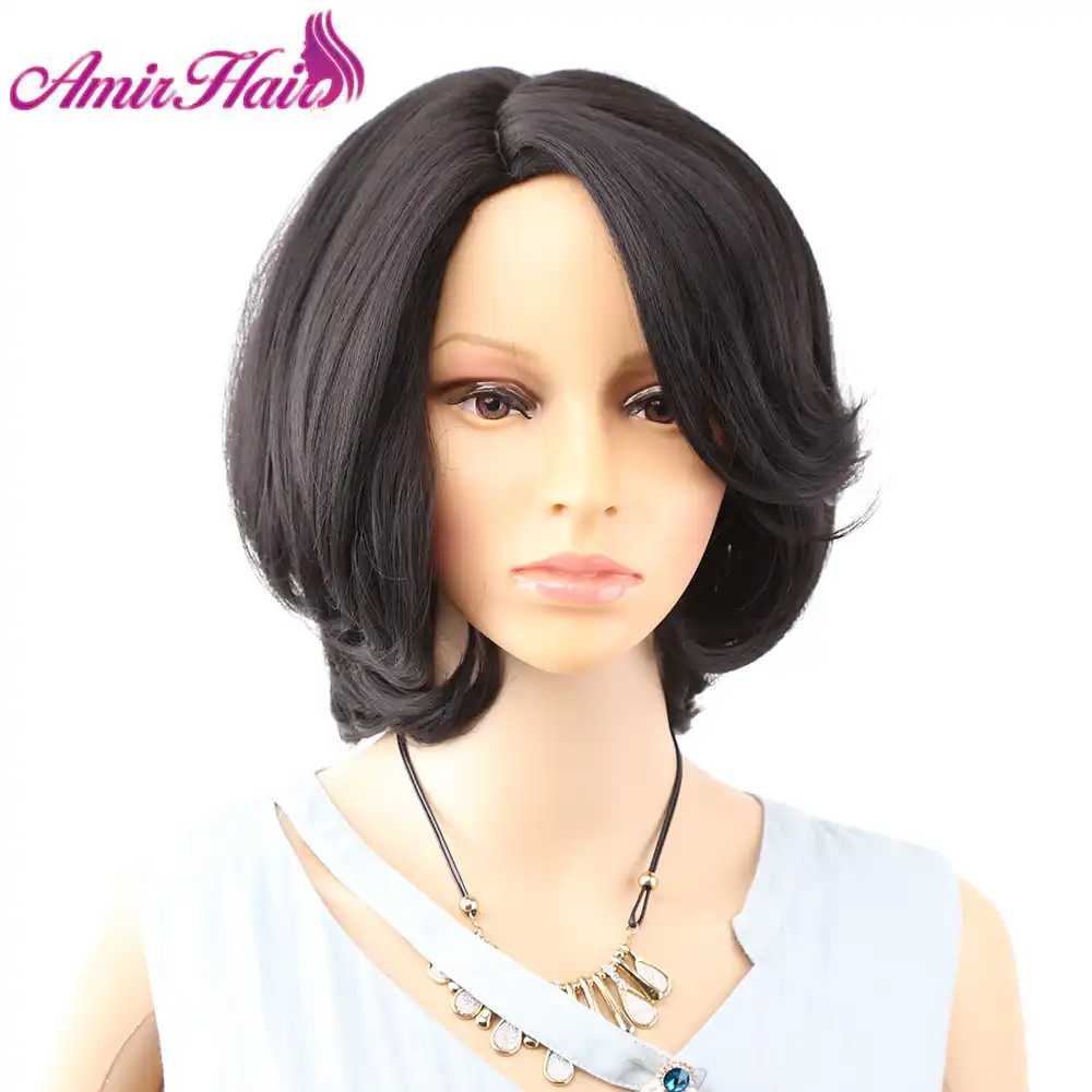 Amir Hair Wig Natural Black And Brown Blonde Straight Hair Short